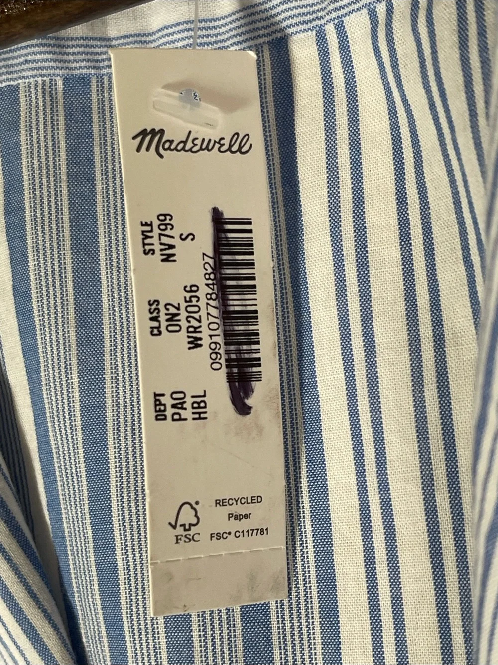 Madewell NWT Notch-Collar Popover Shirt Size Small in Hermitage Blue Stripe - Picture 8 of 12